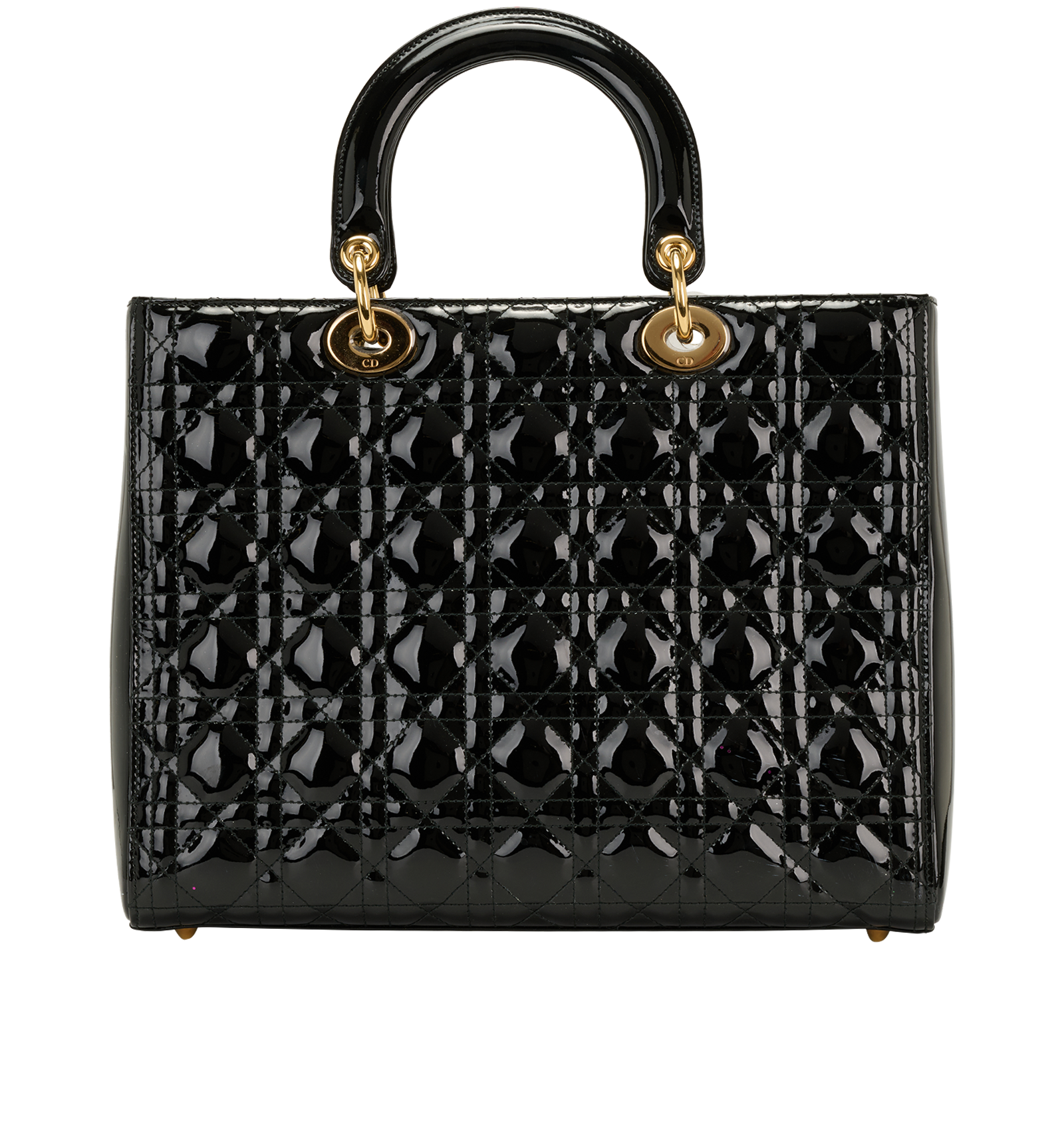 Lady Dior Handbag, &pound;1,600, Handbags, Black, Patent Leather, Back view